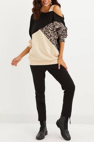 Blouse - Camel et noir