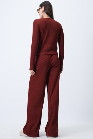 T-shirt et pantalon palazzo taille haute - Rouge