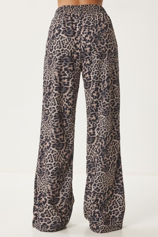 Pantalon wide legs - Noir et beige