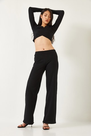 Crop top et pantalon regular taille haute - Noir