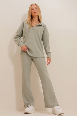 Blouse regular et pantalon palazzo - Vert