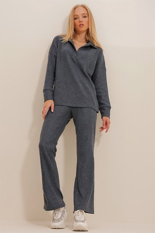 Blouse regular et pantalon palazzo - Gris