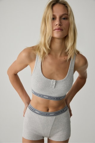 Shorty taille haute - Bleu et gris