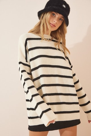 Pull oversize - Beige et noir