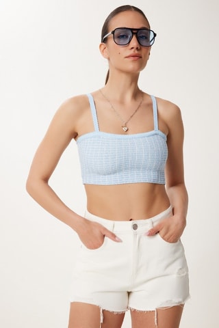 Crop top - Blanc et bleu