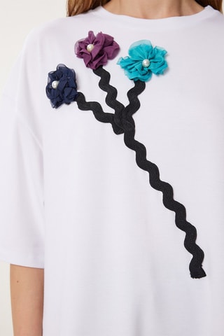Blouse - Blanc, noir et violet