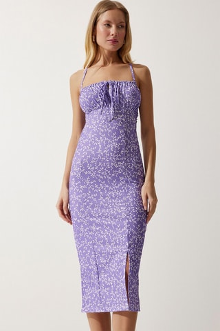 Robe droite - Violet et blanc