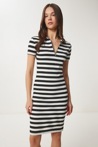 Robe polo - Blanc et noir