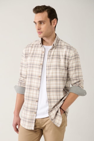 Chemise - Blanc et beige