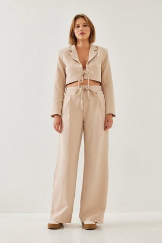 Veste de costume et pantalon palazzo - Beige