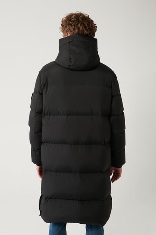Doudoune longue à capuche - Noir