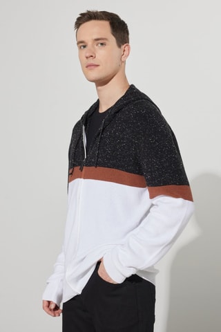 Gilet regular - Blanc, marron et gris
