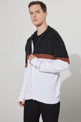 Gilet regular - Blanc, marron et gris
