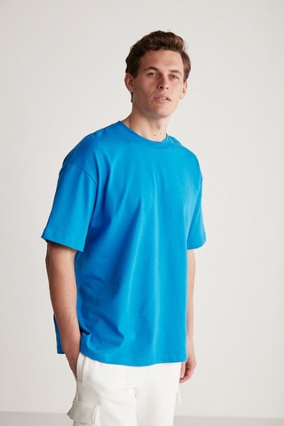 T-shirt oversize en coton biologique - Bleu