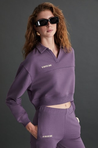 Sweat court en coton biologique - Rouge et violet