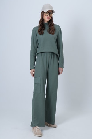 Pull et pantalon cargo taille haute - Vert