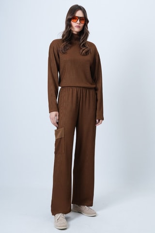 Pull et pantalon cargo taille haute - Marron