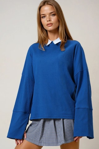 Top - Blanc et bleu