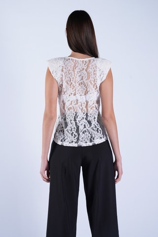 Top en dentelle - Blanc