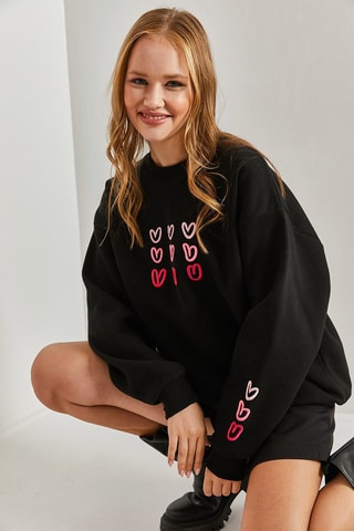 Sweat - Noir, rouge et rose