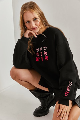 Sweat - Noir, rouge et rose
