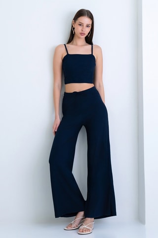 Crop top et pantalon taille haute - Bleu