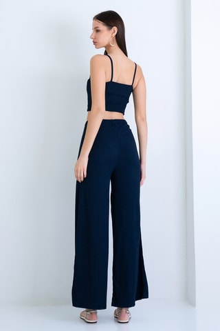 Crop top et pantalon taille haute - Bleu