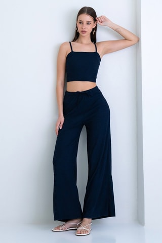 Crop top et pantalon taille haute - Bleu
