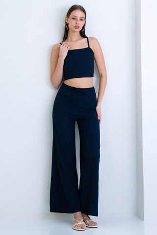 Crop top et pantalon taille haute - Bleu