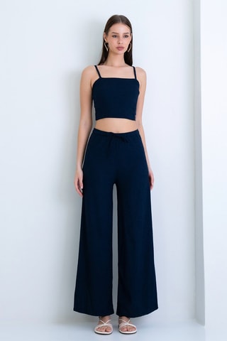 Crop top et pantalon taille haute - Bleu