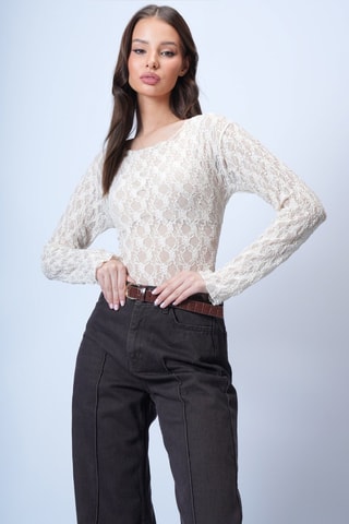 Top en dentelle - Beige