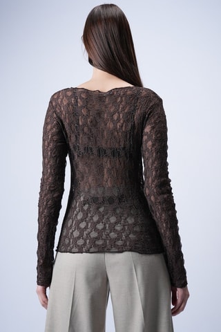 Top en dentelle - Marron