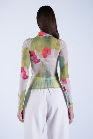 Top - Blanc, vert et rose