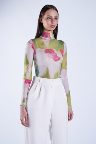 Top - Blanc, vert et rose