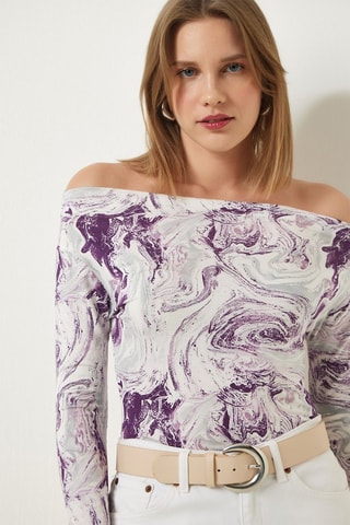Top - Blanc, violet et vert