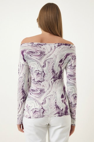 Top - Blanc, violet et vert