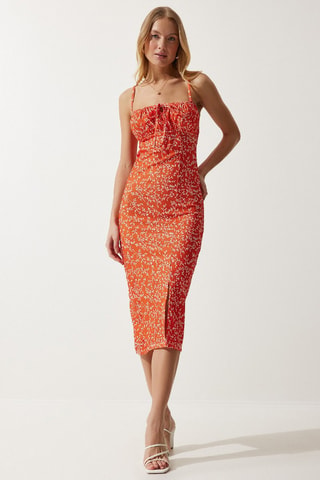 Robe fourreau - Blanc et orange