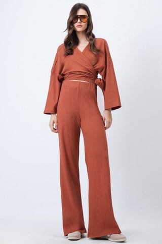 Crop top et pantalon taille haute - Rouge