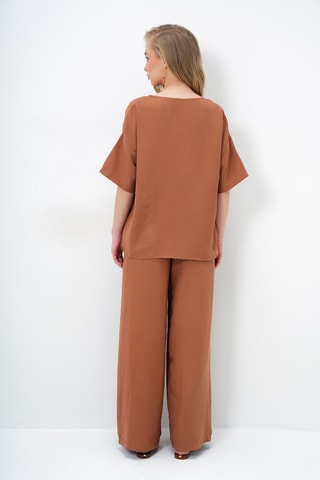 Blouse et pantalon taille haute - Marron