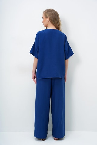 Blouse et pantalon taille haute - Bleu