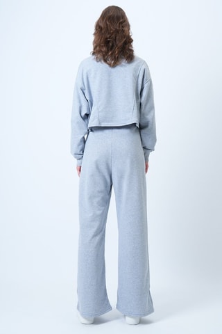 Sweat court et pantalon taille haute  mélangé - Gris