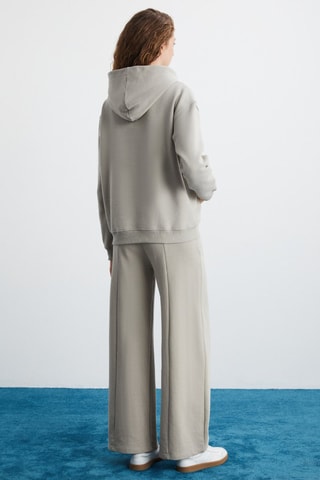Sweat à capuche en coton biologique - Blanc et beige
