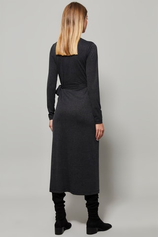 Robe portefeuille en laine - Gris