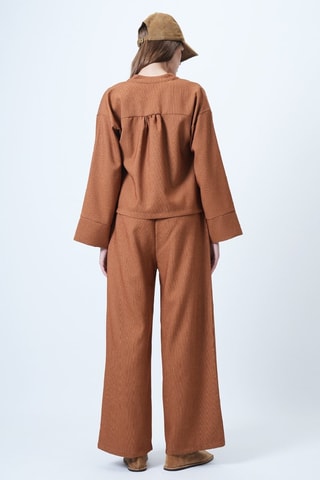 Veste et pantalon palazzo en velours - Marron
