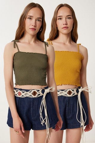 2 crops tops - Vert et jaune