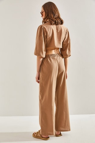 Crop top et pantalon - Marron
