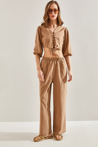 Crop top et pantalon - Marron