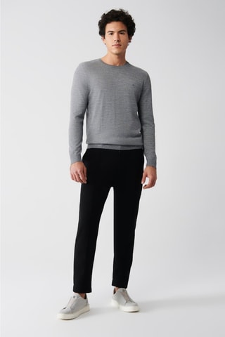 Pull regular en laine - Gris