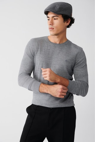 Pull regular en laine - Gris