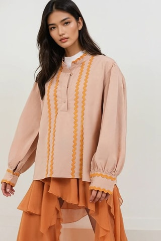 Blouse - Beige et orange